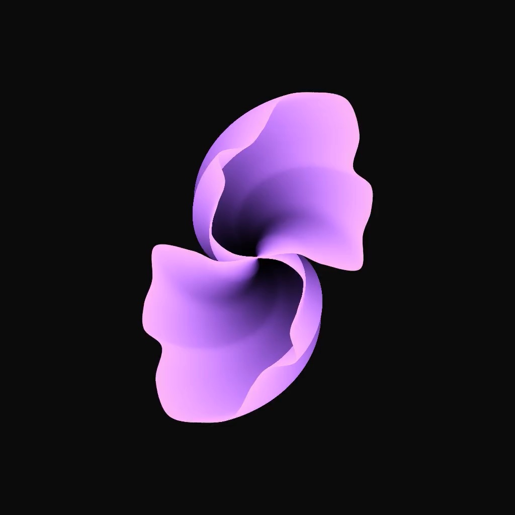 Two flowery curly purple petals slightly-twisted around each other