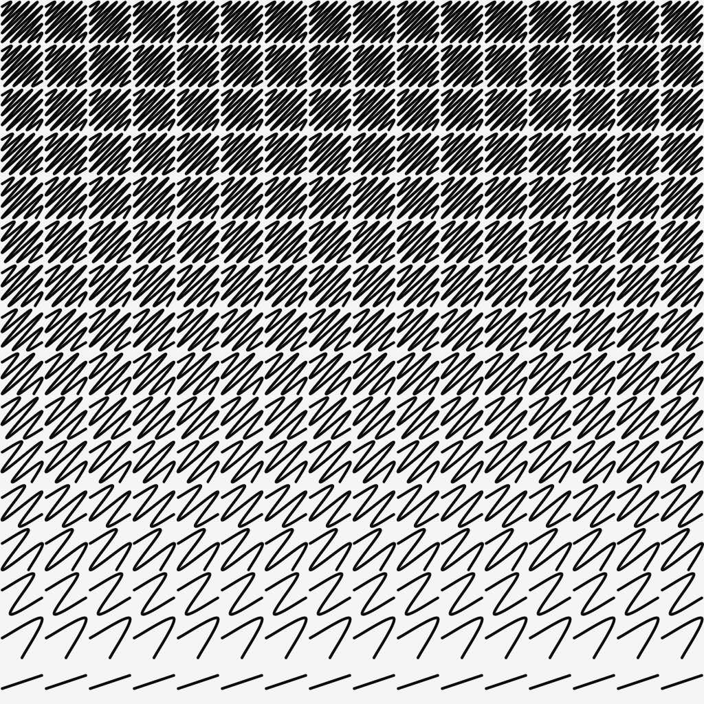 Linear gradient formed by a grid of black zigzag scribbles of different densities on white background